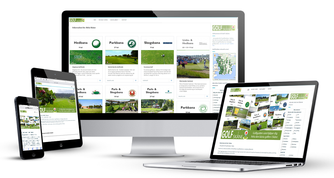 Golf i Skåne skärmbilder iPHONE, iPAD,Desktop och Laptop. golfiskane.se