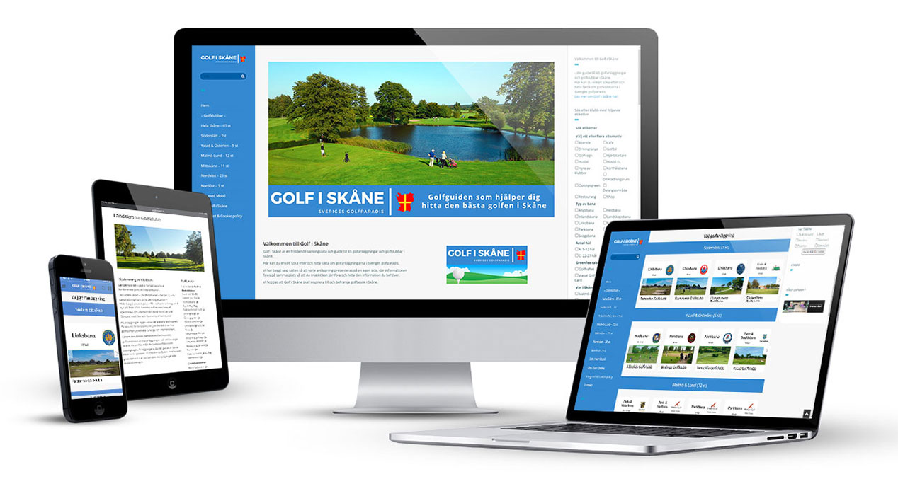 Golf i Skåne skärmbilder iPHONE, iPAD,Desktop och Laptop. golfiskane.se